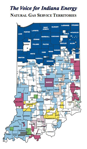 Electric And Natural Gas Service Areas | Indiana Energy